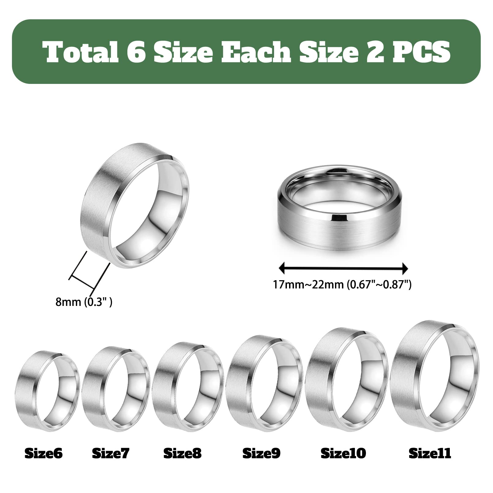Amazon.com: 18PCS Stainless Steel Blank Core Ring 8mm Plain Inlay
