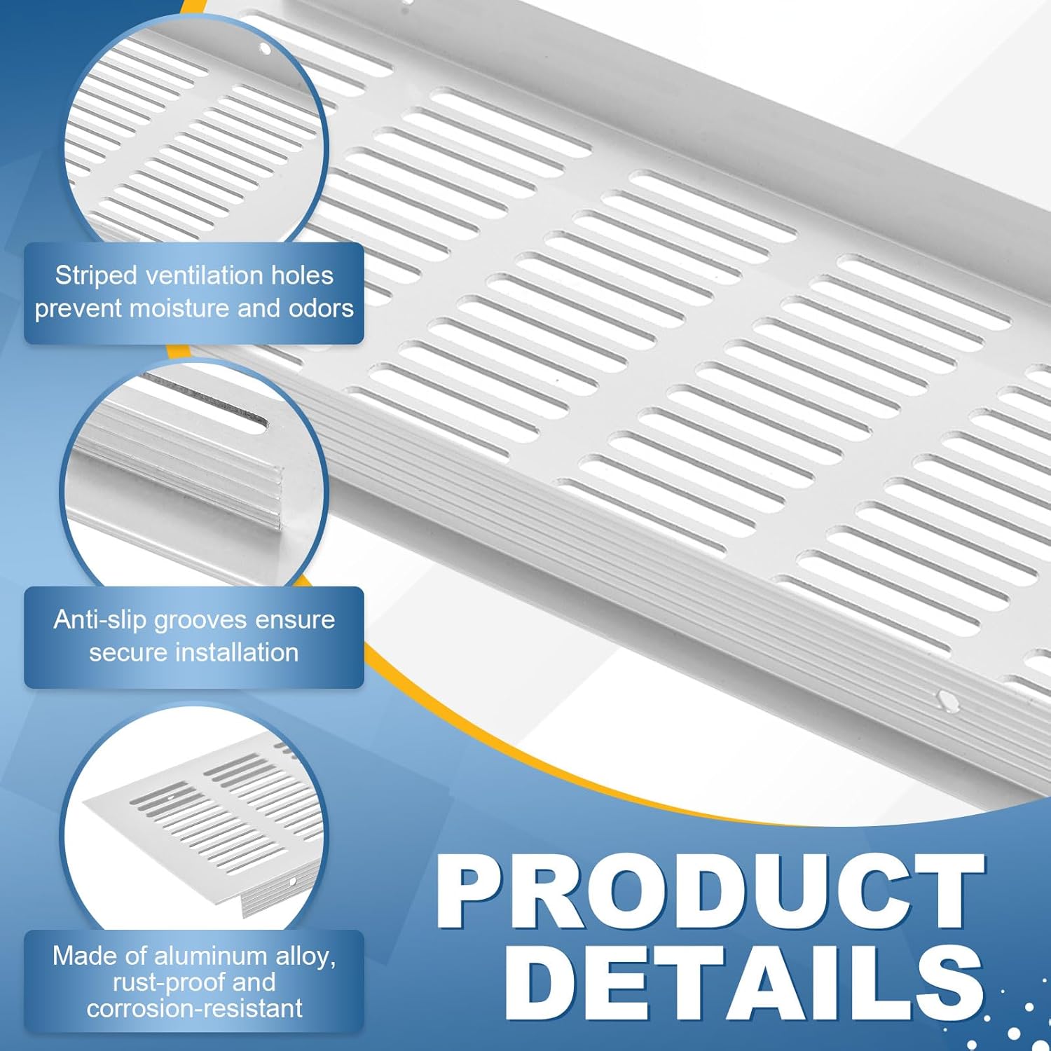 18 x 4Inch Door Air Vent Cover, 2Set Heavy Duty Aluminum Two Sided Grille Ventilation Cover Louvered with 4 Mounting Screws for Cabinet Wardrobe Door, White