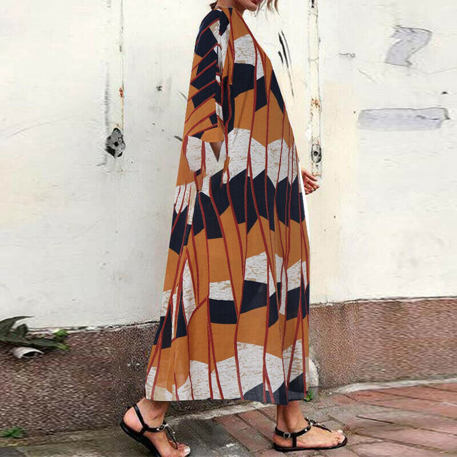 Vestido de playa para mujer, tallas grandes, vestido envolvente, elegante, vestido de playa fluido, vestido de casa ligero, vestido largo de verano, ligero y aireado, vestido de verano sencillo