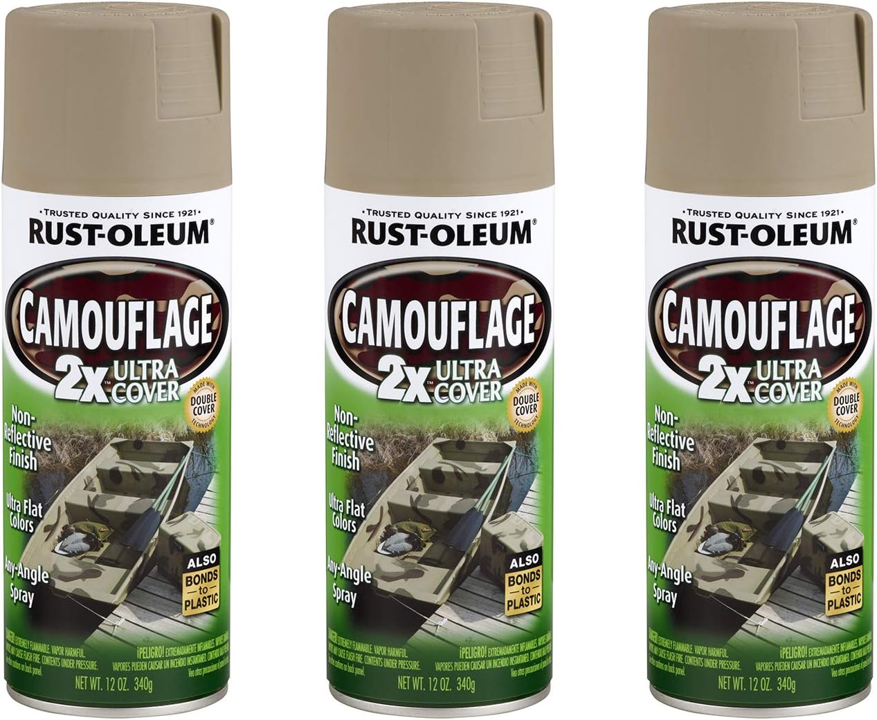 Rust-Oleum 279177-3PK Camouflage 2X Ultra Cover Spray Paint, Khaki, 12 Ounce (Pack of 3)