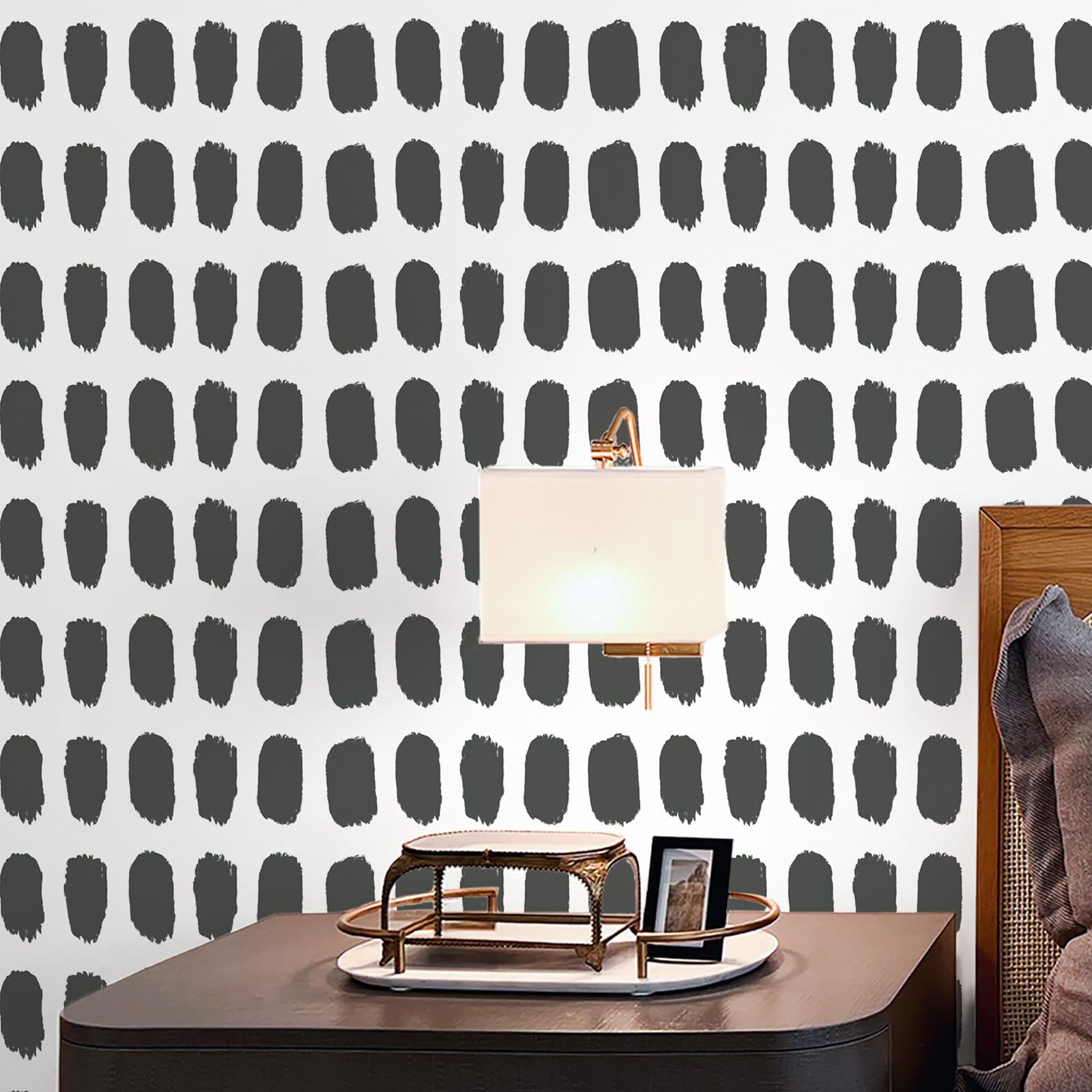 Tomete Black and White Peel and Stick Wallpaper Boho Modern Geometric Wallpaper Black and White Contact Paper for Cabinets Self-Adhesive Removable