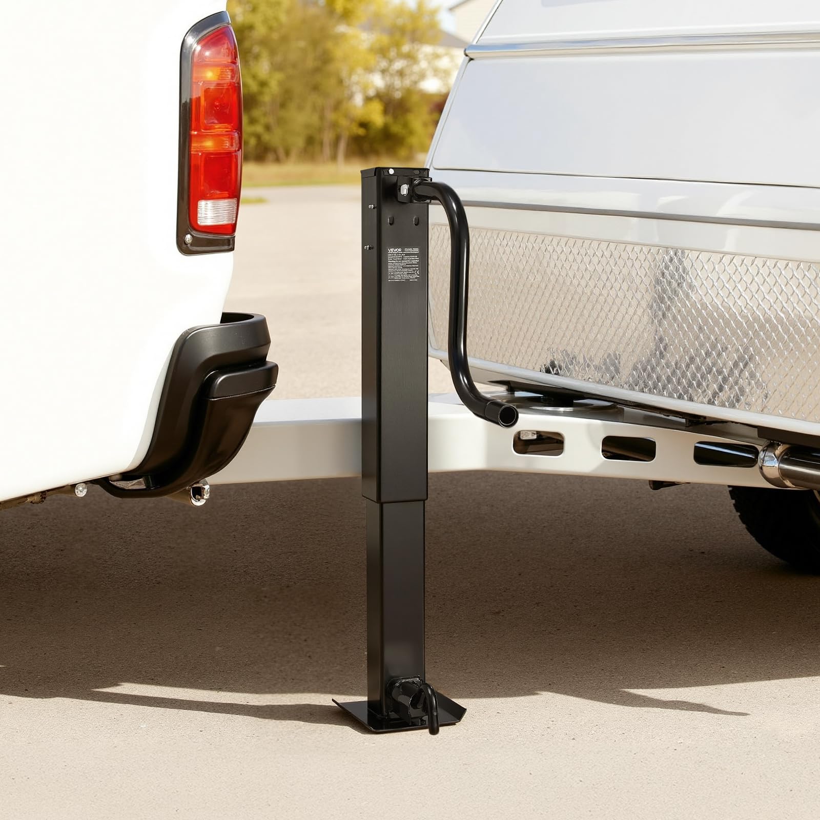 VEVOR Gato para Remolque Cuadrado para Soldar, Capacidad de Carga de 5443 kg, Carrera de 330 mm, con Manivela, Pie Ajustable, Eleva hasta 67,4 cm, para Remolques de Caravanas, Utilitarios y Yates