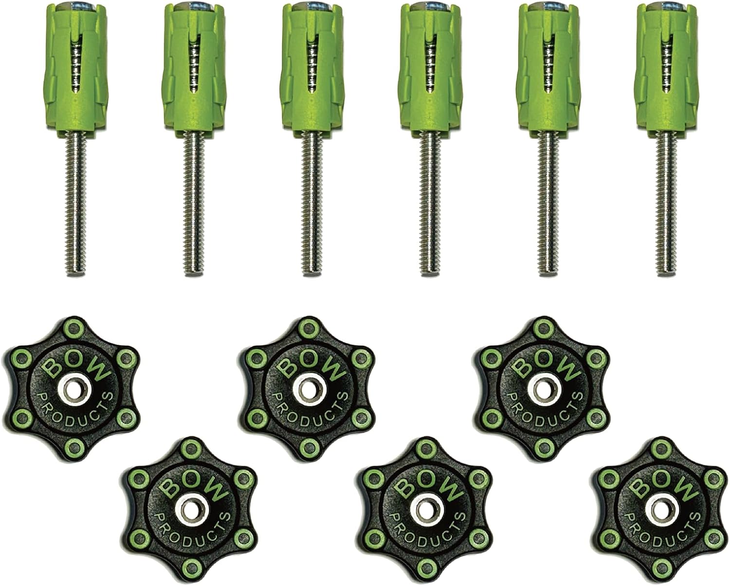 BOW Products Bench Dog Clamps - Expandable Dog Hole Clamps for MFT Tables, Dog Tables and Workbenches - Fits 3/4 Inch (19mm to 20 mm) Dog Holes and Includes Low-Profile, Ergonomic Knobs - Pack of 6