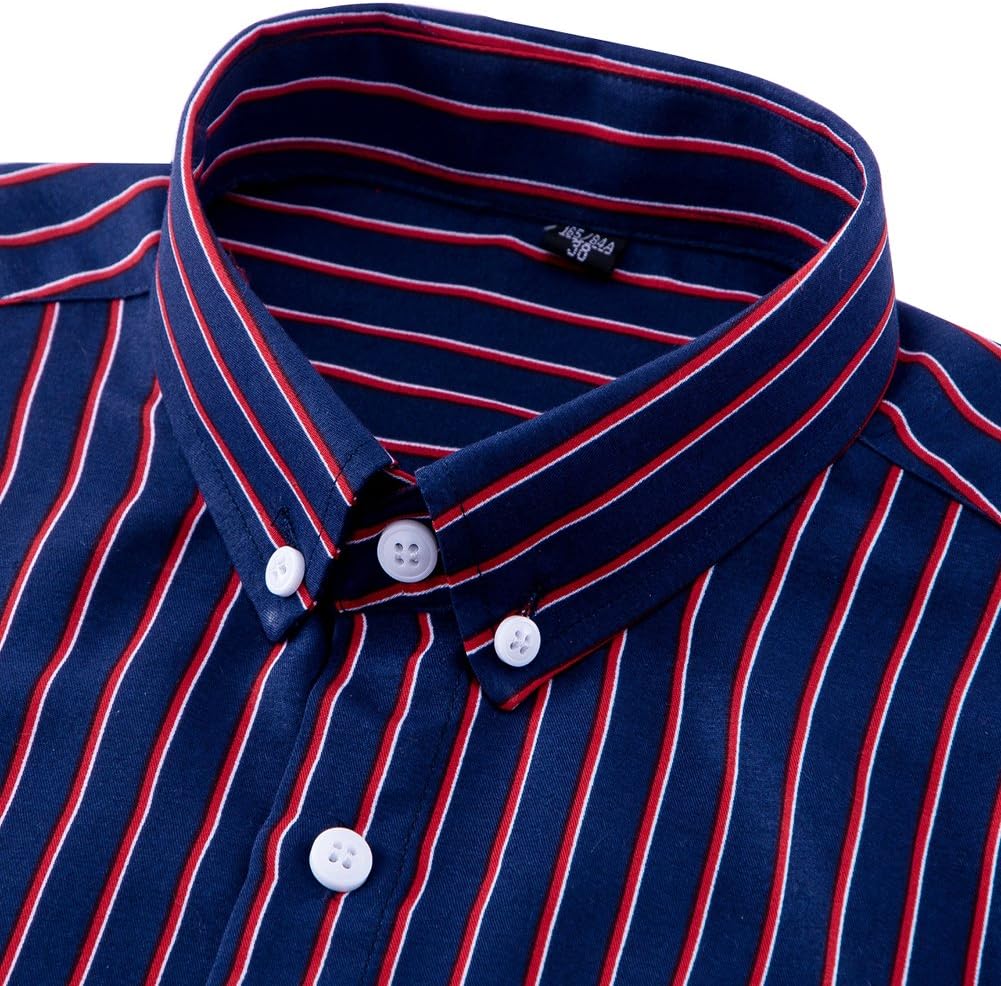 Men's Casual Business Vertical Striped Button Down Long Sleeve Dress Shirts - Image 2