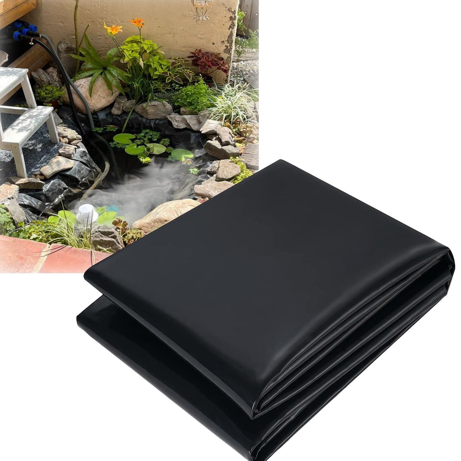 Giardino Telo Per Laghetto Rivestimento Protettivo HDPE Laghetto Per Tartarughe Laghetto Artificiale Durevole Film Impermeabile Per Piscina Cascata Stagno Dei Pesci 4x5m 5x7m 6x8m 8x15m(Misurare:6x7m/