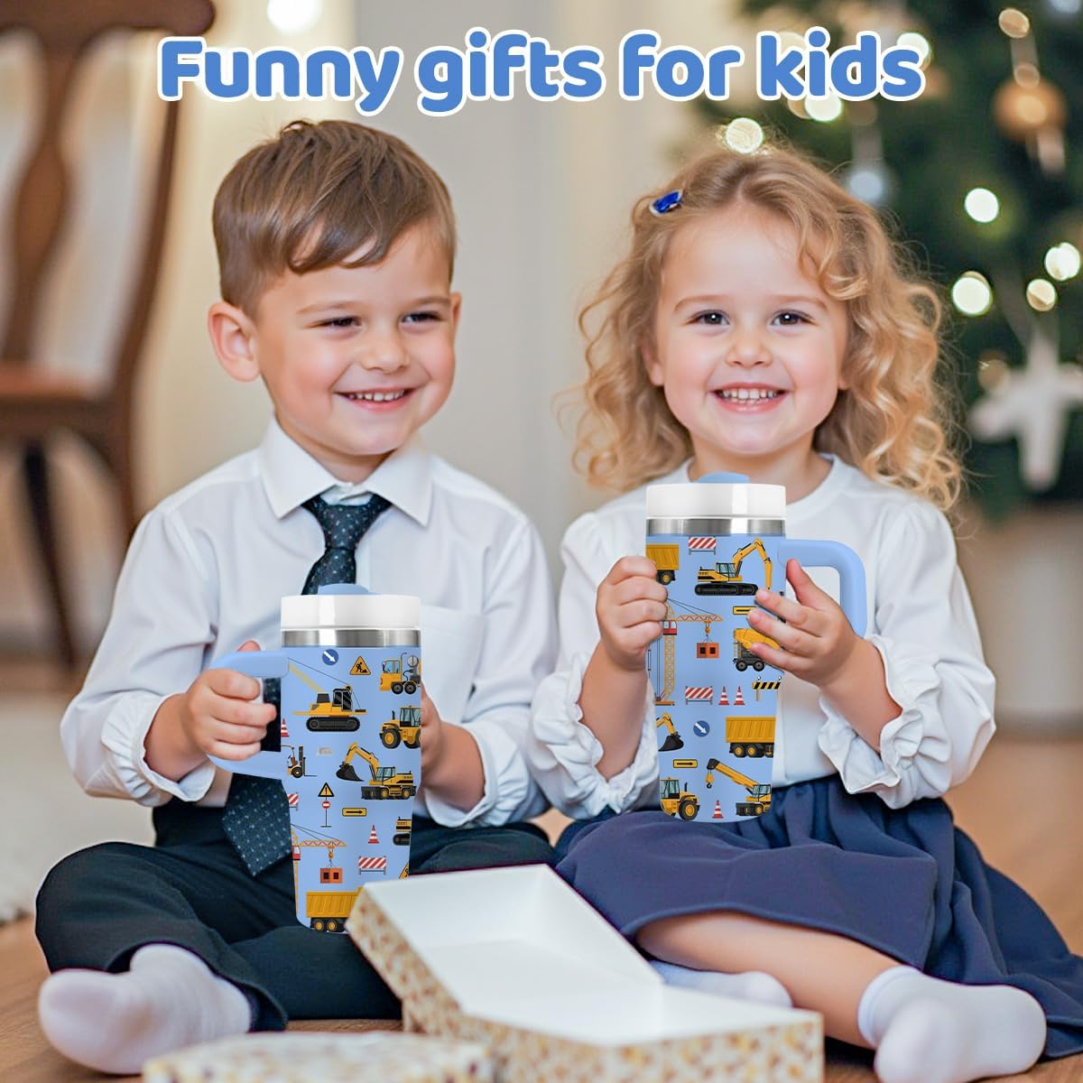 14oz Construction Truck Tumbler with Handle and Straw for Boys, Monster Truck Tumblers, Fathers Day Birthday Gifts for Men Boy, Double Wall Vacuum Reusable Cup - Image 6