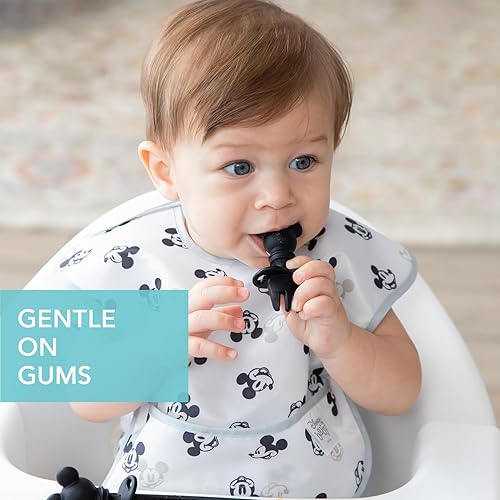 Vista 231 de Bumkins Juego de utensilios para bebé, cucharas de silicona para sumergir, autoalimentación, destete LED para bebés, aprendizaje de entrenador, A1