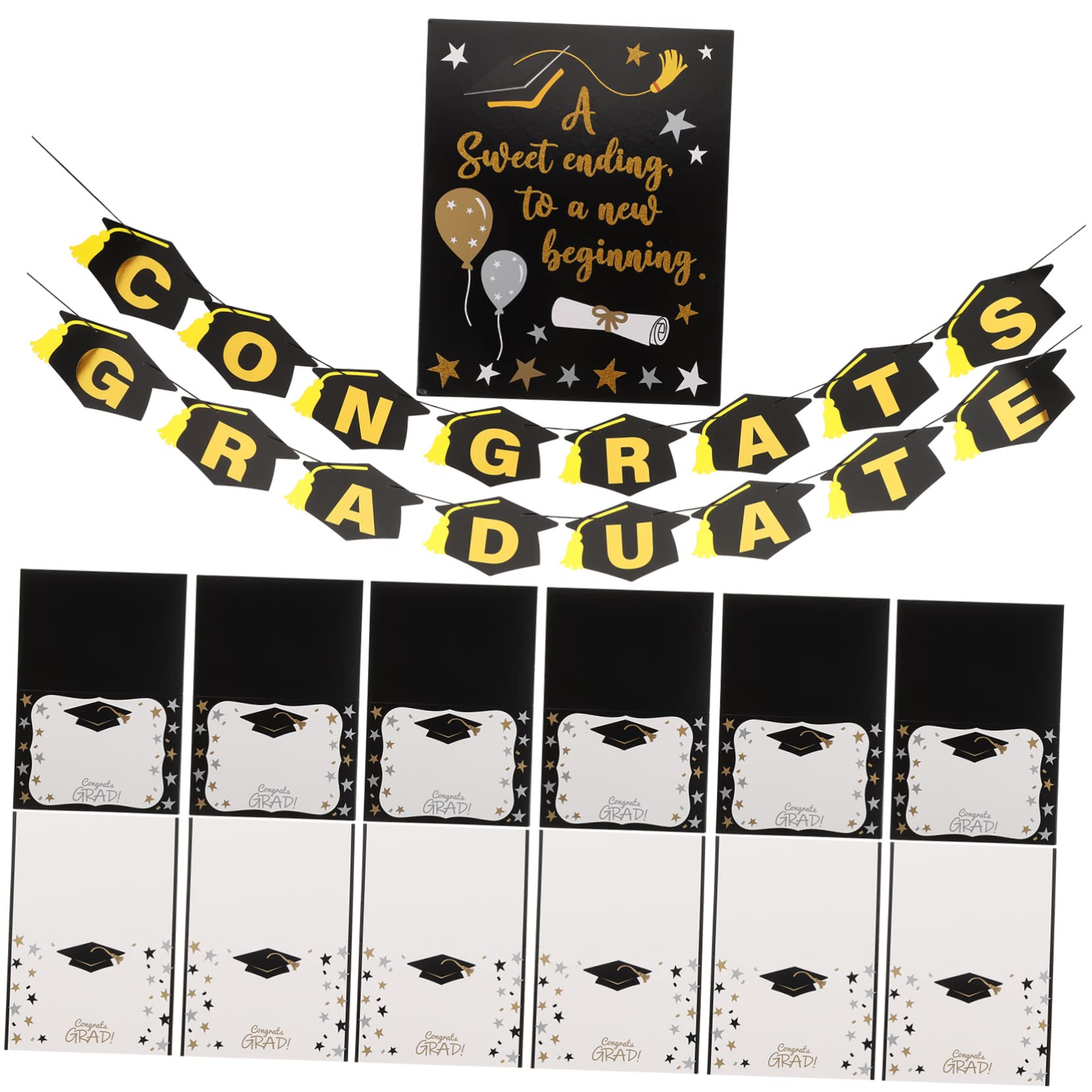Amosfun 4 Juegos de graduación fiesta decoraciones favores Pararse Graduation adornos de pared decoración pared pancartas de fondo suministros de decoración de graduación Papel