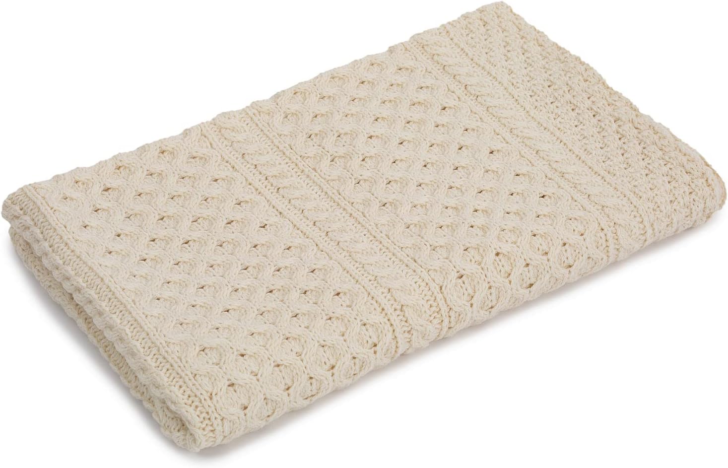 SAOL Irish Baby Blanket 100% Merino Wool Aran Throw for Kids