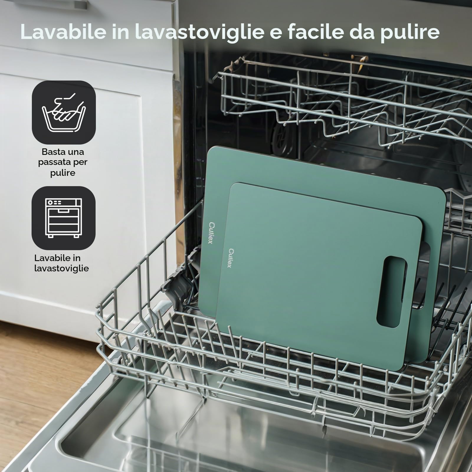 Tagliere in Fibra di Legno, Set da 2, Lavabile in Lavastoviglie Tagliere Composito, Alta Densità, Atossico, Senza BPA, Piedini Antiscivolo, Adatto ai Coltelli per Carne, Verdura, Frutta e Pane