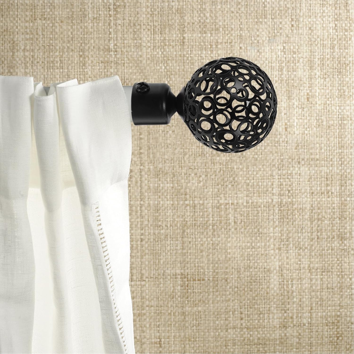 DOITOOL 2Pcs Decorative Curtain Rod End Finials Black Metal Window Treatment Accessories for 0.79 Inch Diameter Rods Easy Installation for Home Drapery