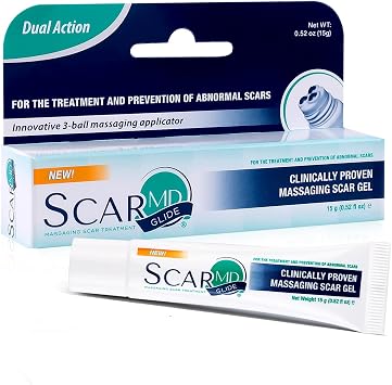 ScarMD Silicone Scar Gel with Ball Applicator - 15g - Scar Cream, Scar Removal for Acne, Surgery, C-Section & Stretch Marks - Natural Occurring Silicones & Vitamin E Scar Treatment, Scar Removal Cream