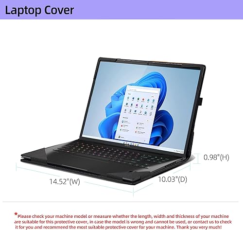 Miniatura 13 de Funda para portátil HP OMEN 16 de 16.1 pulgadas (16t-k000/ 16t-b100/16-n0797nr/16zn000/16-k0797nr/16zn000) Funda desmontable de piel sintética