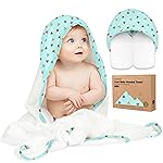 KeaBabies Hooded Baby Towel for Newborn - Viscose Derived from Bamboo Large Baby Bath Towels with Hood for Boys, Girls, Toddler, Extra Absorbent & Soft Newborn Bath Essentials (Melon Beat, Regular)