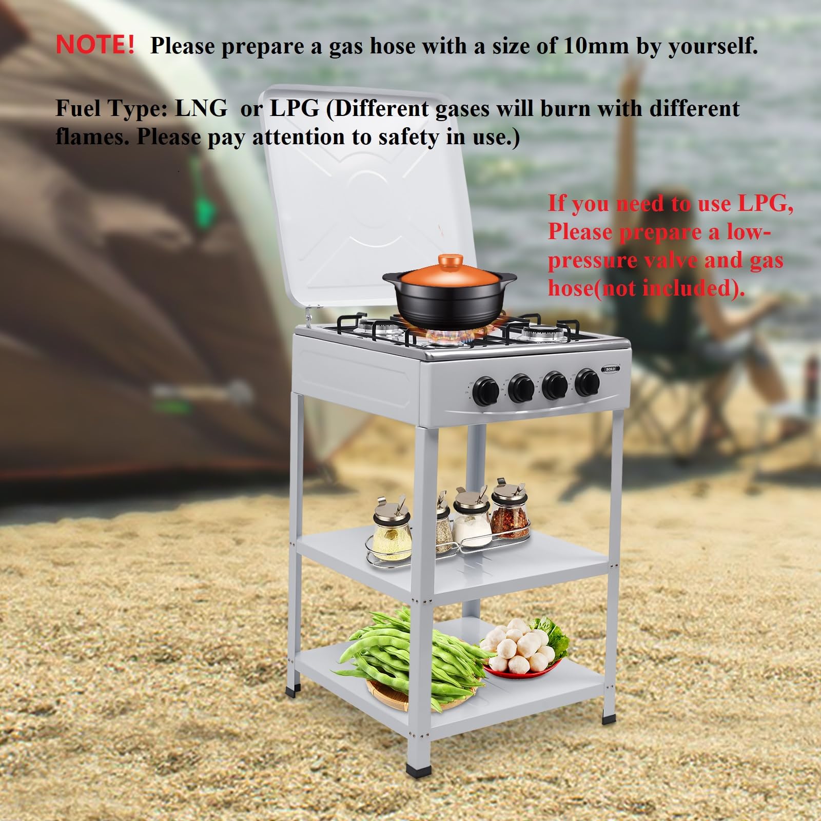 Natural Gas Stove Propane Gas Stove Burner, Portable Outdoor