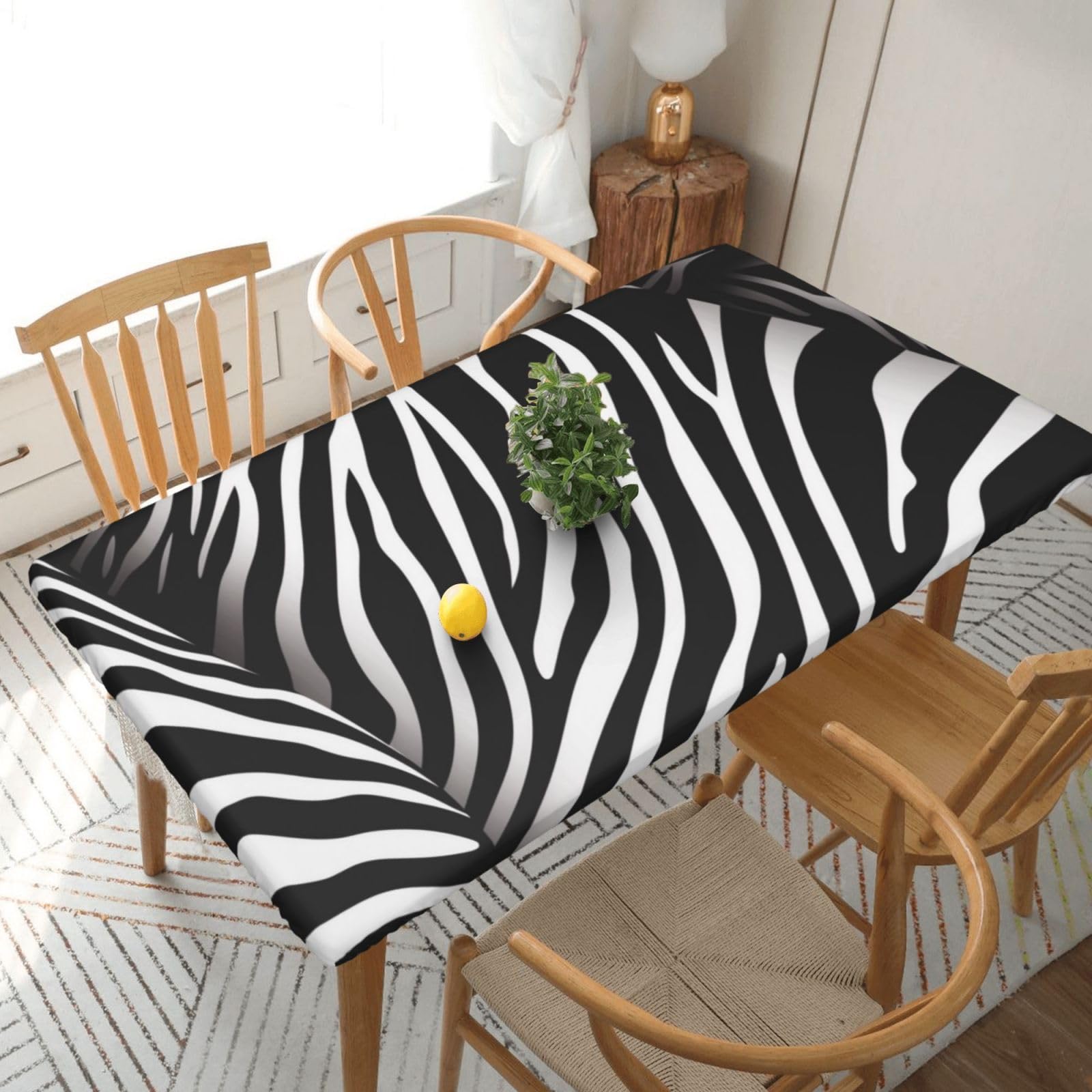 WPKJU Zebra Print Printed Tablecloths 5ft Rectangular Table Covers Washable Polyester Decorative Table Cloth for Dining Table Picnic Wedding