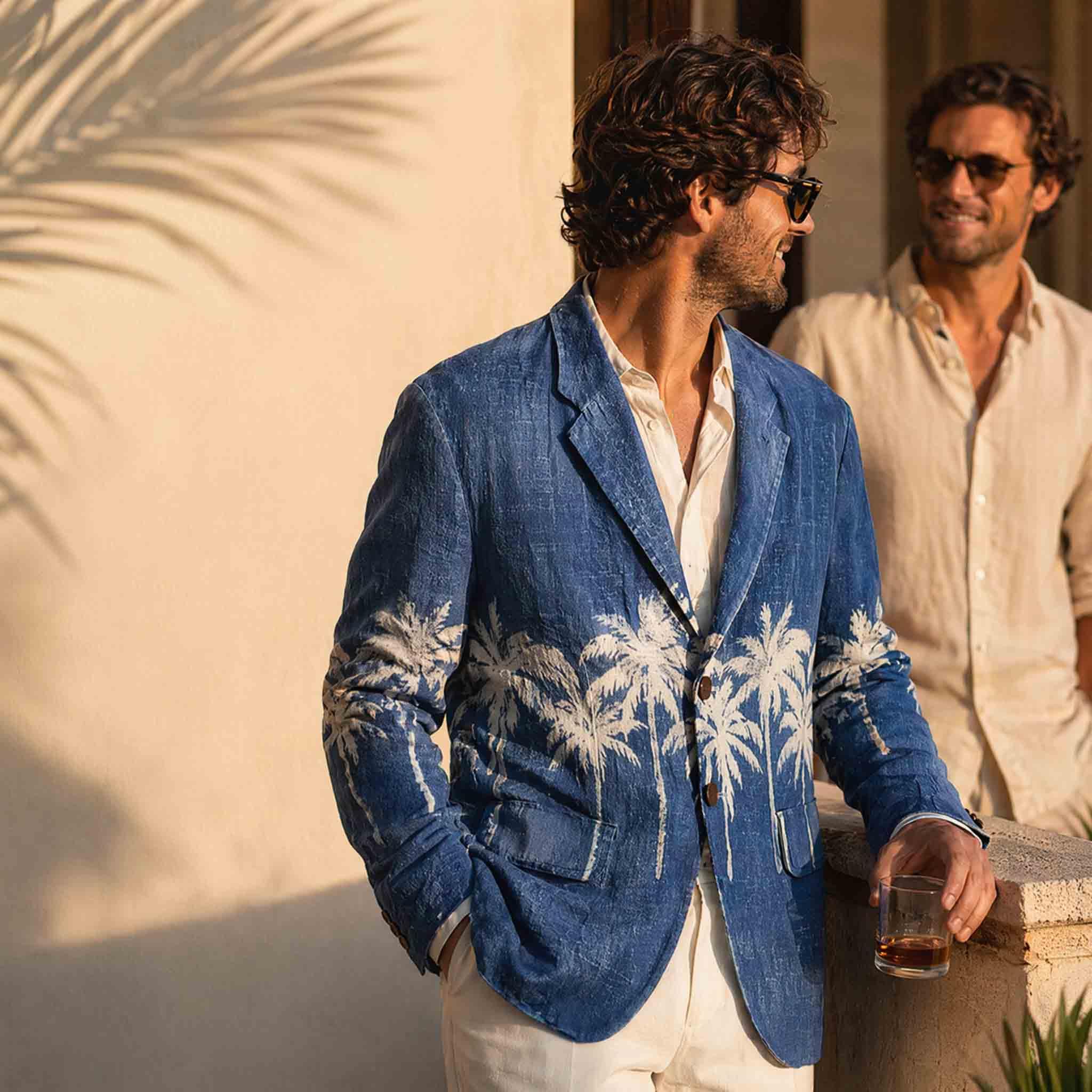Giacca Lino Uomo Blazer Estivo Leggero Cappotti Slim Fit Traspirante Abito Sportiva Casual Overshirt Vintage Shacket Giubbotto con Tasche Elegante per Ufficio e Cerimonia