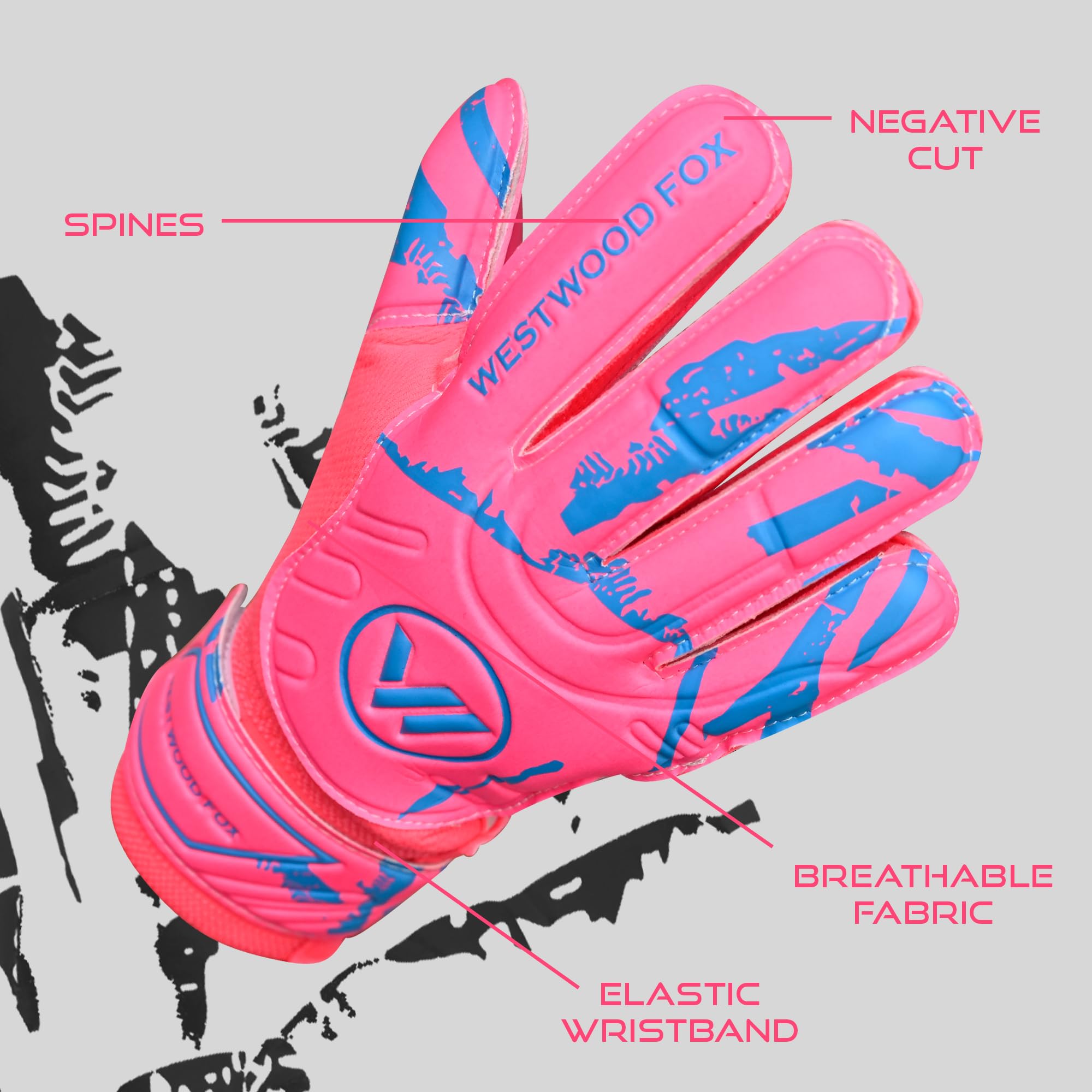 WESTWOOD FOX Goalkeeper Goalie Gloves,Finger Protection Soccer Goalie Gloves for Kids,Youth,Adults,Heavy Grip Palm Dumbo Latex 4+3 mm,Wrist Support