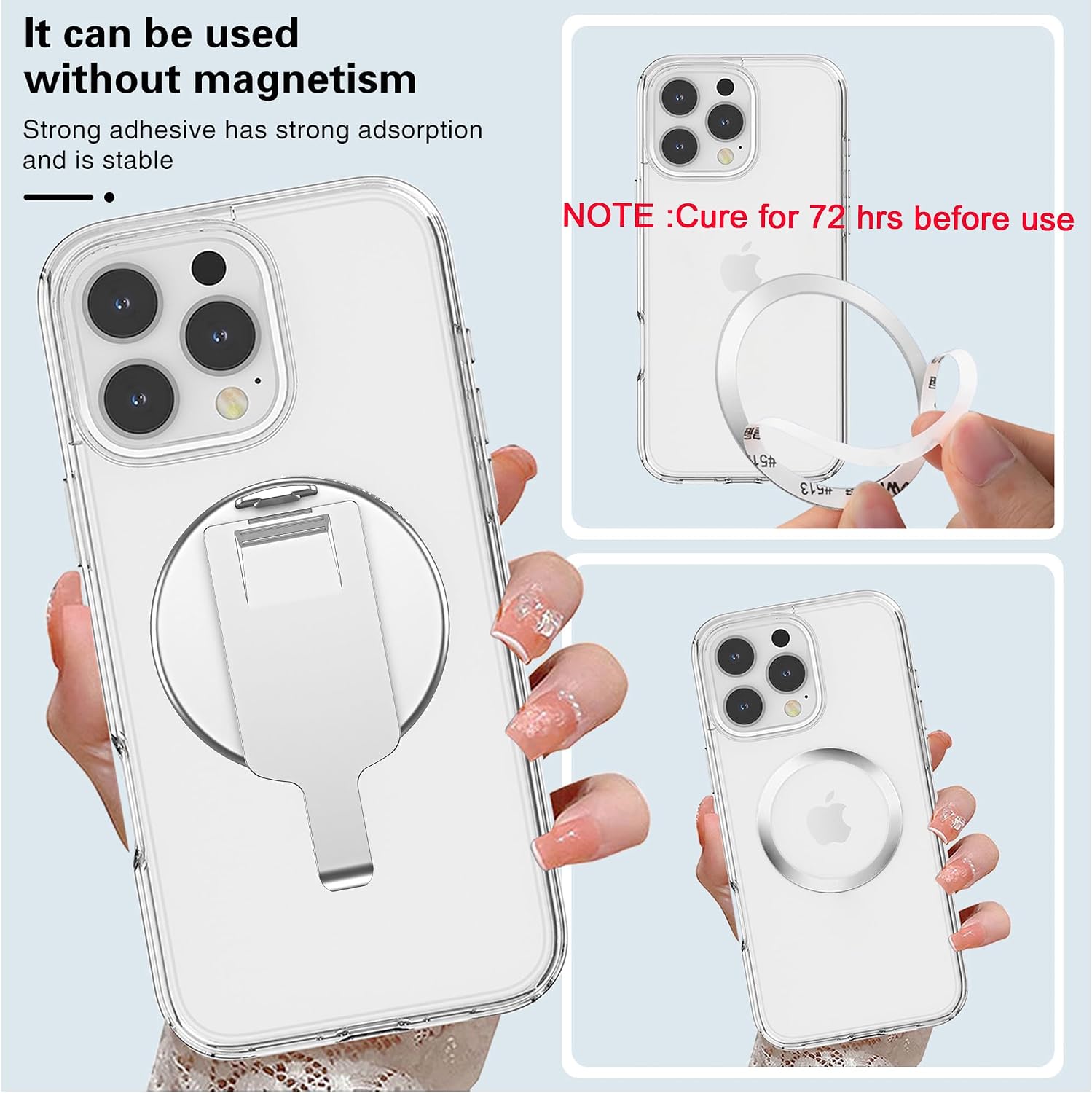 BAISRKE Magnetic Belt Clip Phone Holder, Strong Magnetic Waist Clip Compatible with Phone Cases, Portable & Versatile Accessory for Travel & Outdoor Use (Silvery) image 3