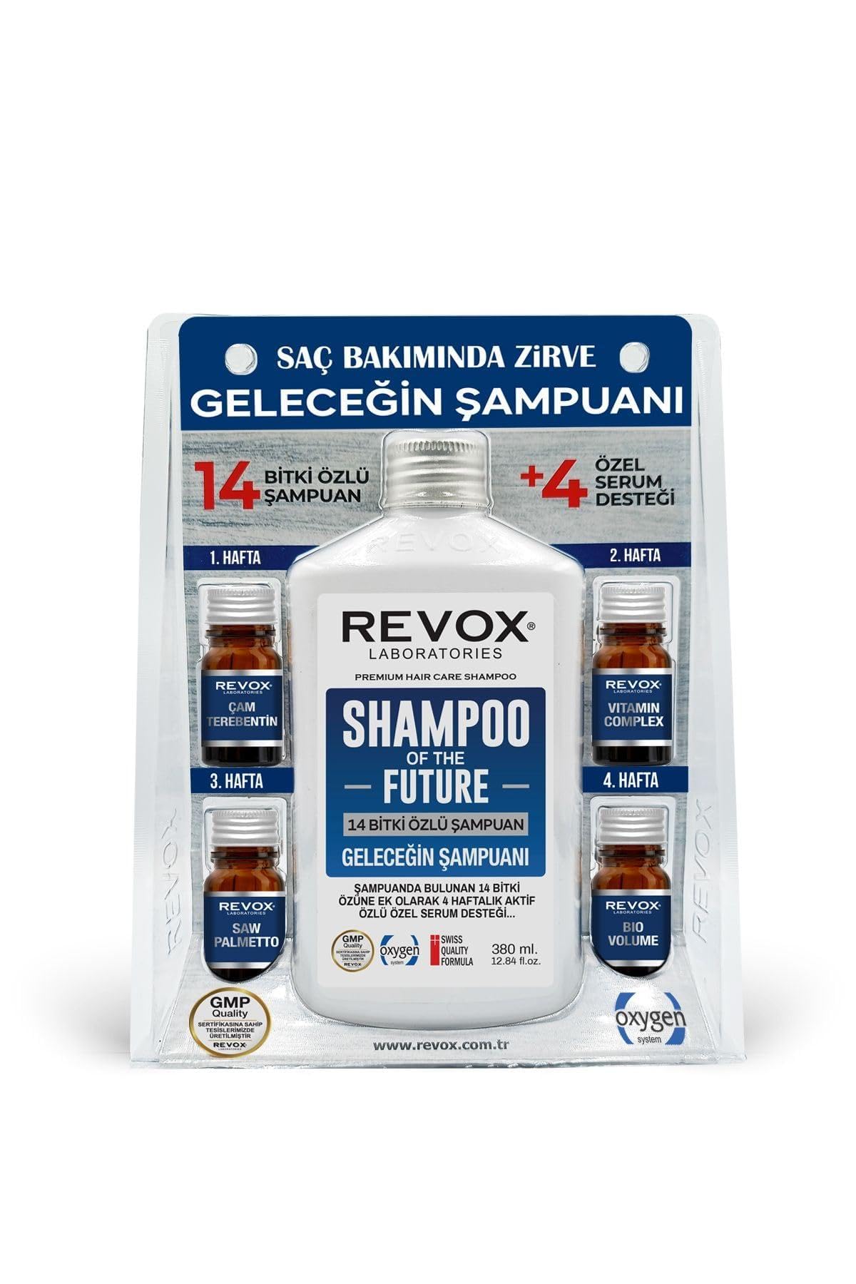 Revox Bitkisel Şampuan Ve Aktif Özlü 4 Adet Özel Destek Serumu Saç Bakım Seti Geleceğin Şampuanı