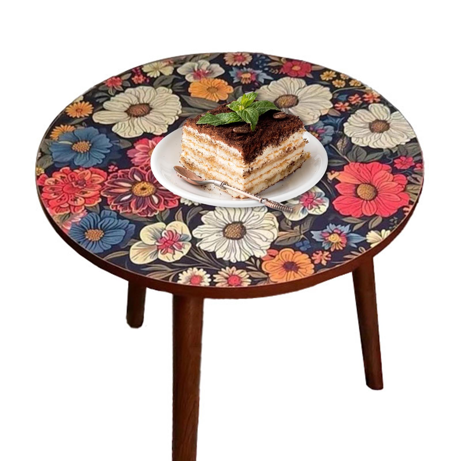 Round Coffee Table for Home, Wooden Patio Outdoor Tea Table Sofa | Drinks Desk, Wooden Bedside Table, Light Wood Side Table End Table for Snacks, Coffee, Tea, 15.75x15.75x18.5 inches