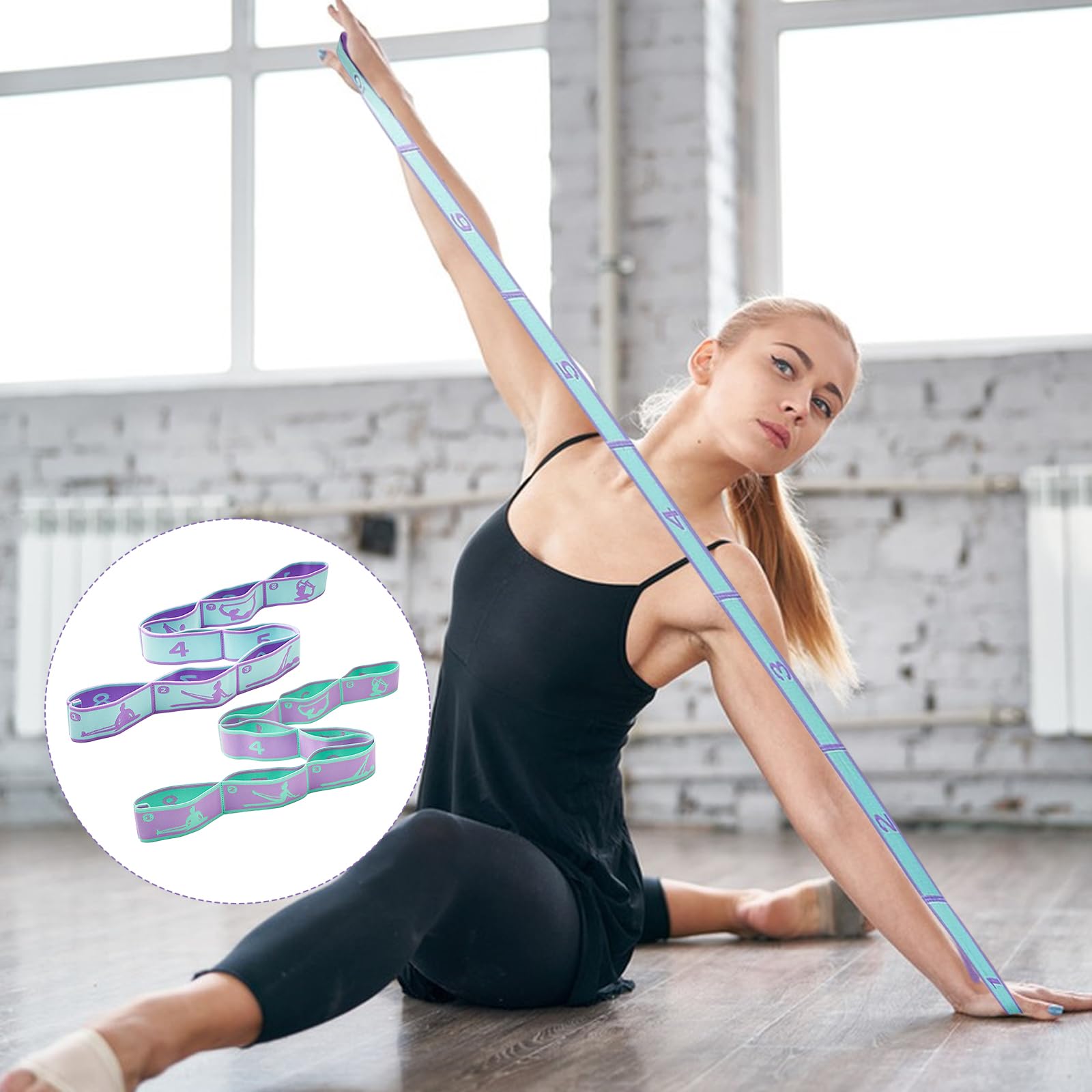8-Loop Resistance Stretch Band - Elastic Fitness Strap For Yoga, Pilates, Dance & Physical Therapy