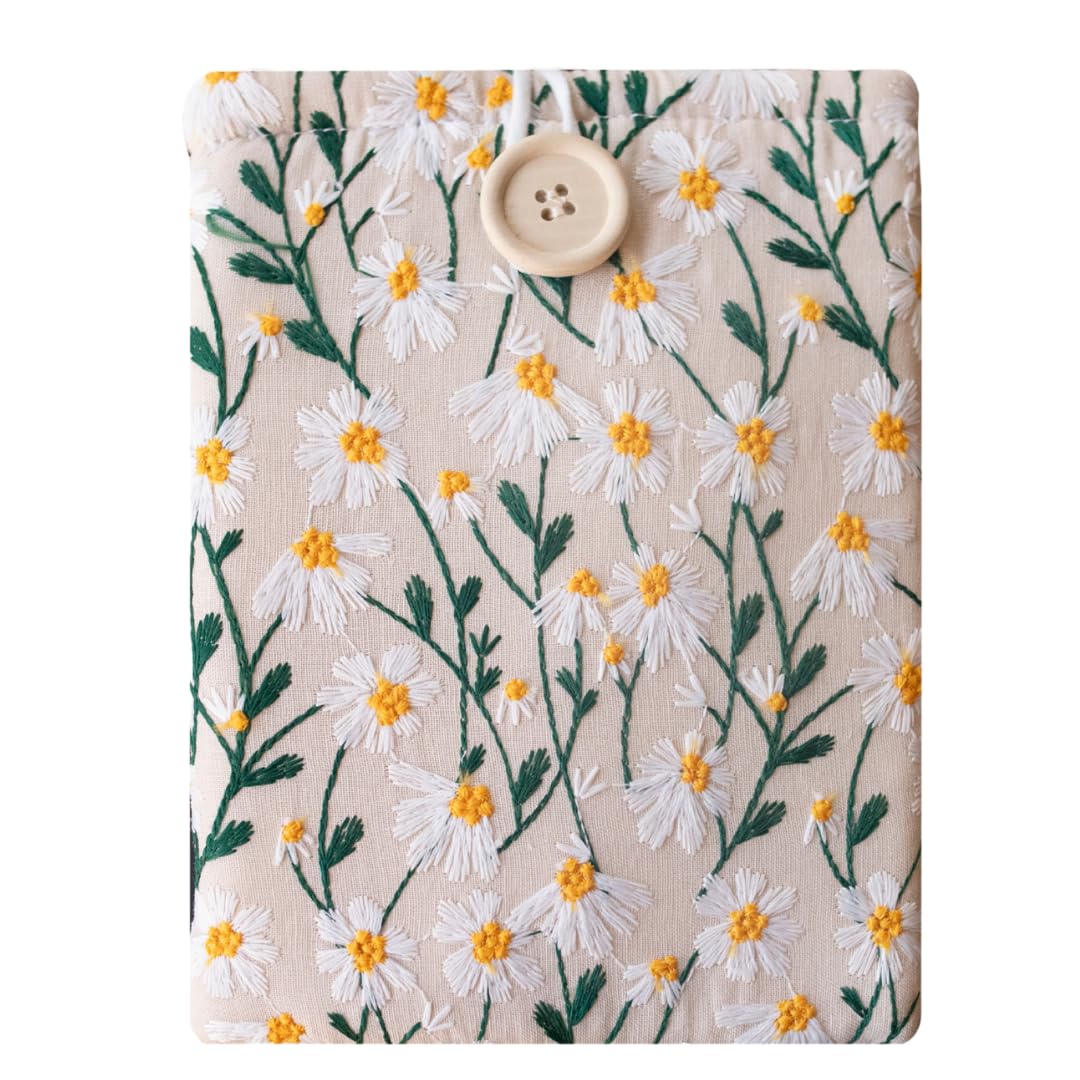 Embroidered Fabric Sleeve for Kindle Paperwhite, Kindle Basic, Kobo Clara 2E, Boox Palma, Nook Glowlight – Protective Cloth Cover for Tablets &