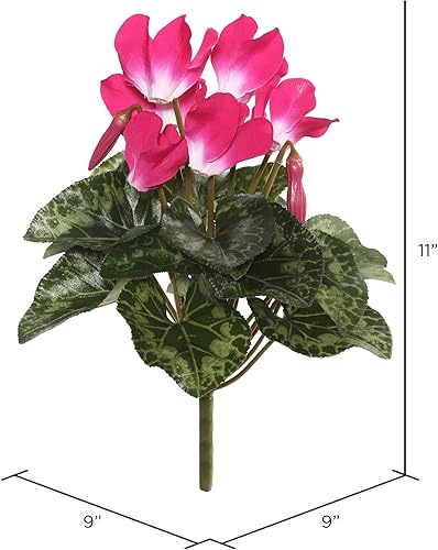 Miniatura 2 de Vickerman - Arbusto de ciclamen de belleza artificial de 11.0in de largo  Decoración floral sintética premium para bodas o arreglos diarios  Flores