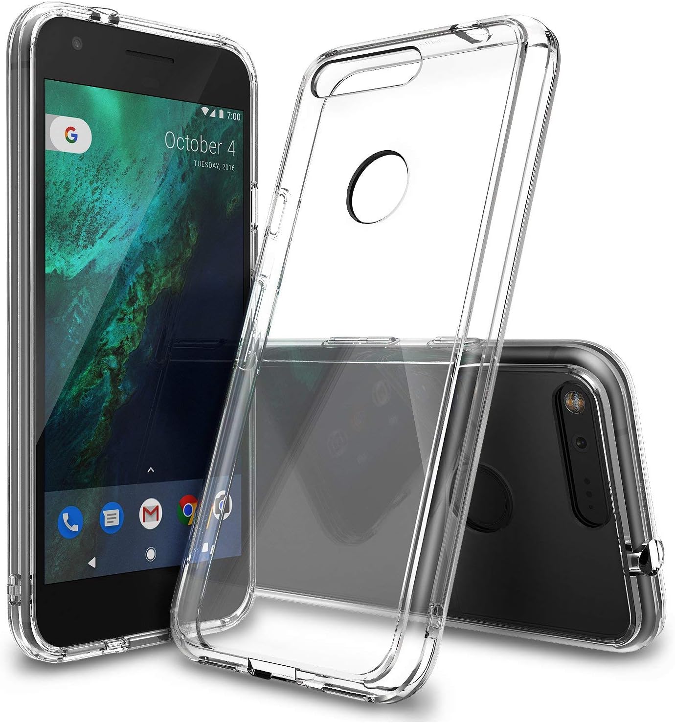 Ringke Fusion Compatible with Google Pixel Case Crystal Clear PC Back TPU Bumper Drop Protection, Shock Absorption Technology Raised Bezels Protective Cover for Google Pixel 2016 - Clear