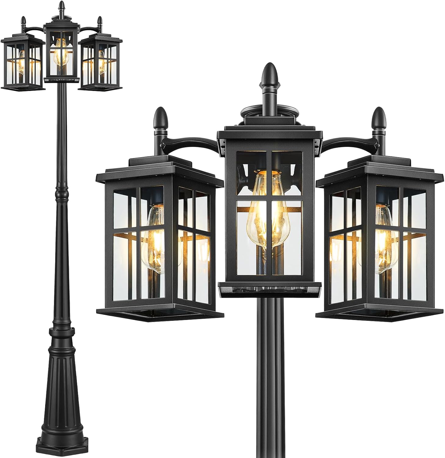 1 Pack Black Dusk to Dawn Outdoor Pendant Light & 1 Pack Black Dusk to Dawn Outdoor Lamp Post Light