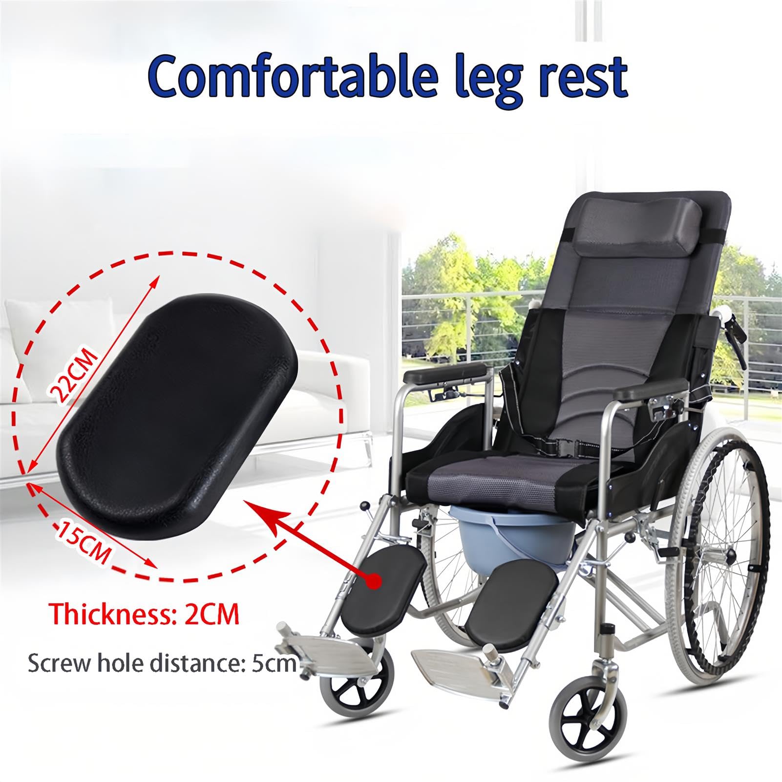 Poggiapiedi universali per sedia a rotelle con poggiapiedi in composito e supporti imbottiti per polpacci per maggiore comfort e mobilità