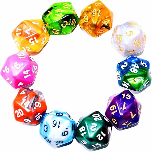Miniatura 1 de SmartDealsPro Paquete de 10 dados poliédricos D20 de 20 lados para juego de mesa DND RPG MTG (color 2)