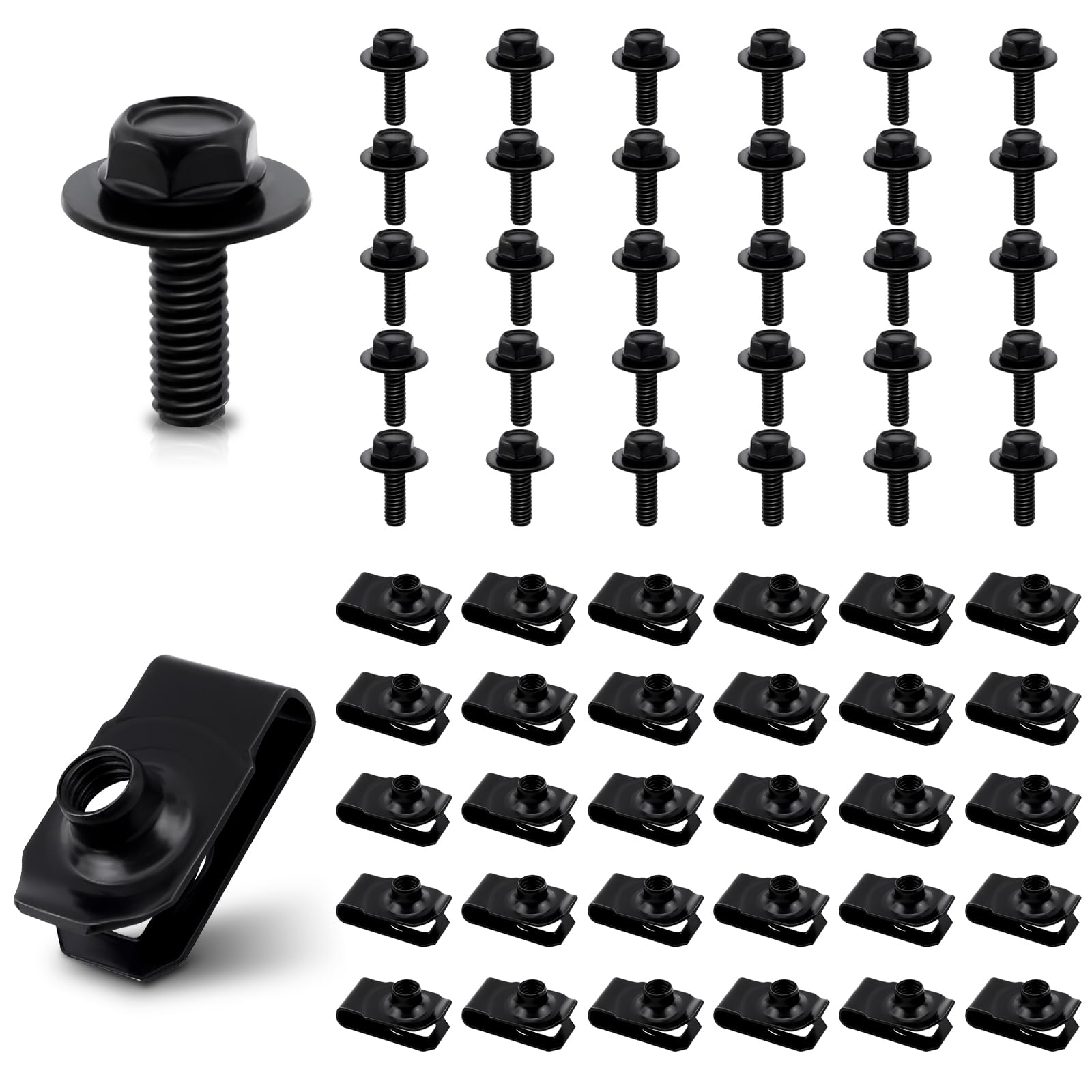 U-Type Clip Nuts - 60 Pack for Automotive Repairs -1