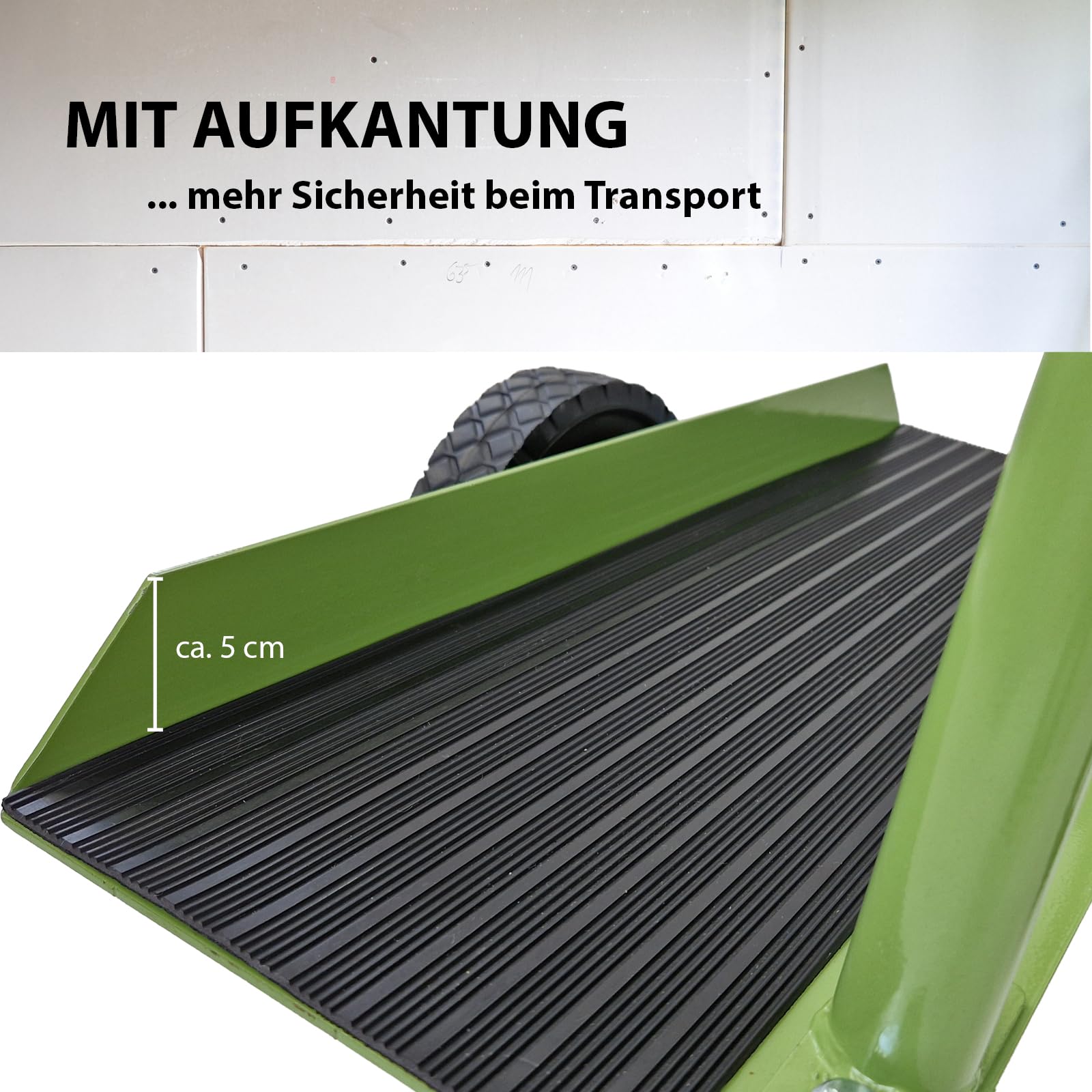 TRUTZHOLM Plattenwagen Stahl pulverbesichtet rostfrei Tragkraft 300 kg Aufstellbreite 18 cm Aufstellhöhe 128 cm pannensichere Vollgummiräder Plattentransportwagen Transportwagen Plattenkarren in Grün