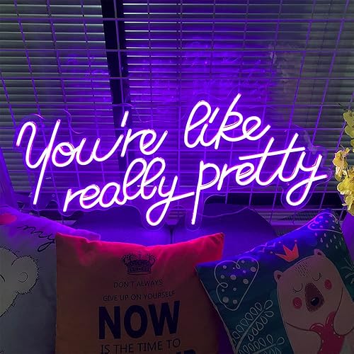 Miniatura 9 de Letreros de neón con luces LED de neón con texto en inglés You Are Like Really Pretty para decoración de interiores, habitación y pared, de 25.5 x