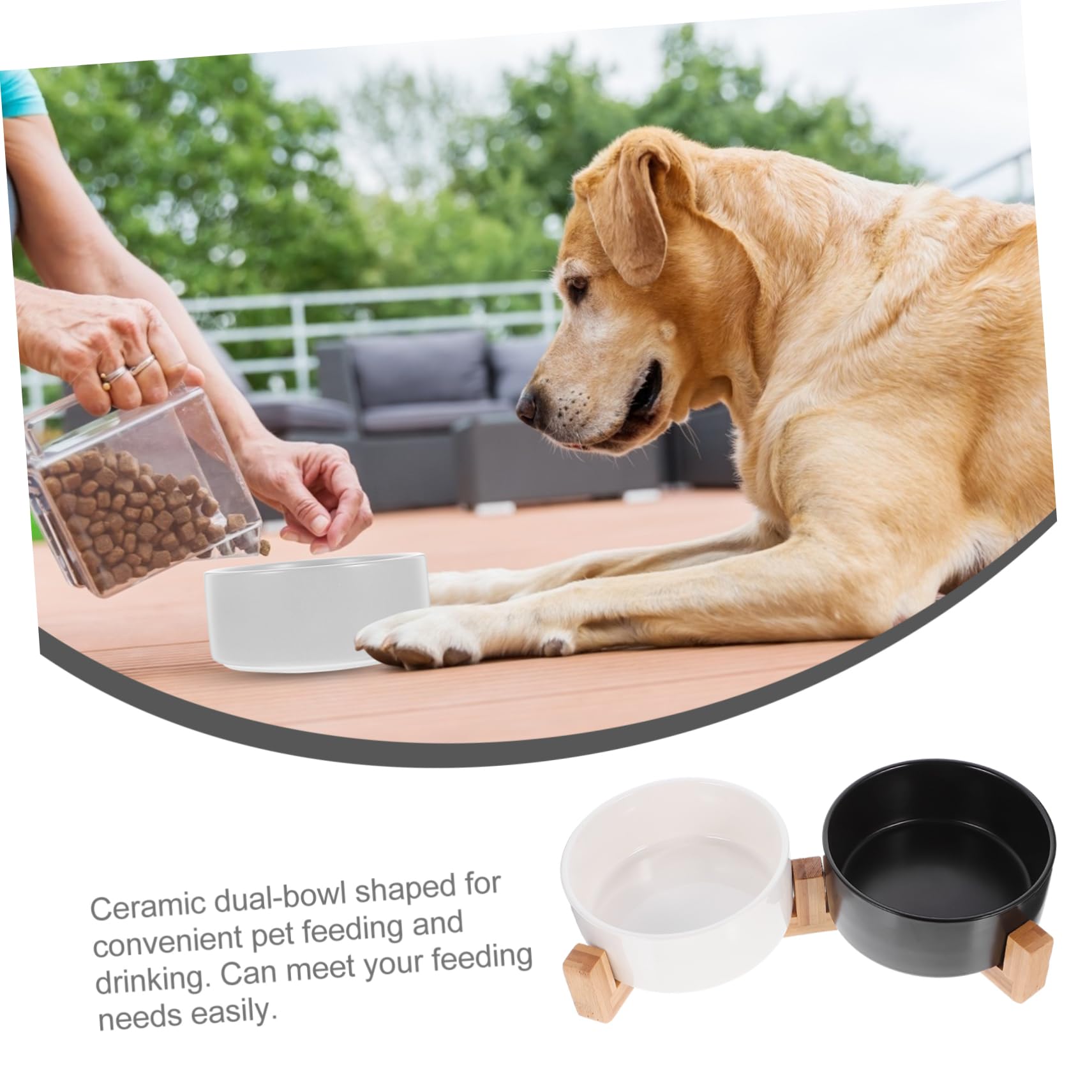YARNOW 1 Juego Cuenco para Mascotas comedero con Soporte contenedor de Agua para Mascotas Cuencos para Gatos Comida de Perro comedero para Cachorros de cerámica para Cachorros