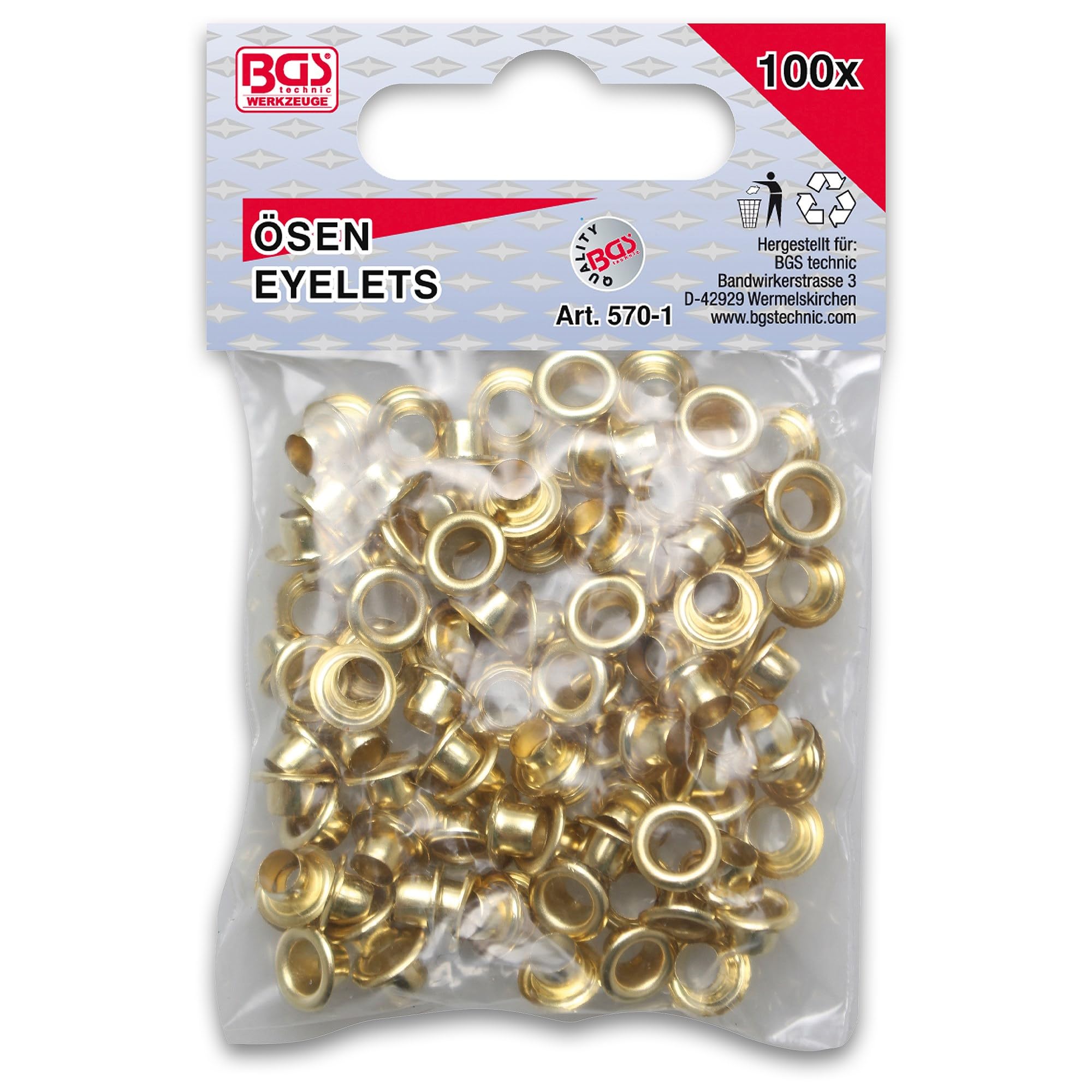 BGS Diy 570-1 Assortimento occhielli 4,5 x 5,0 mm 100 pz.