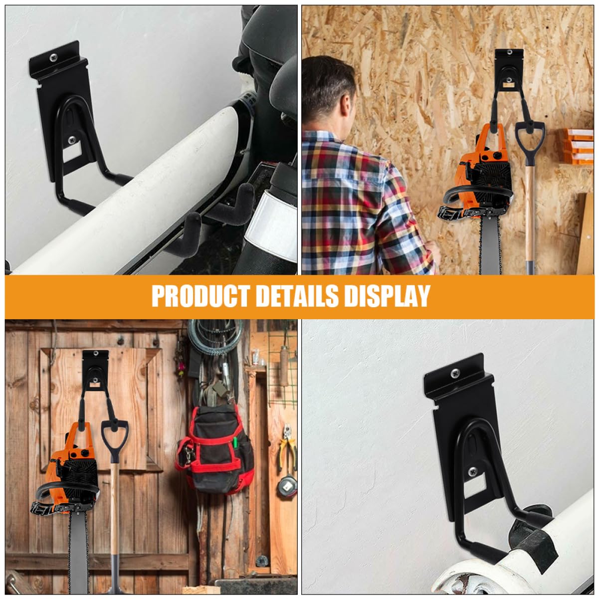 Mobestech Ganchos de Pared para Garaje de 8 Pulgadas, Hierro, 2 Piezas