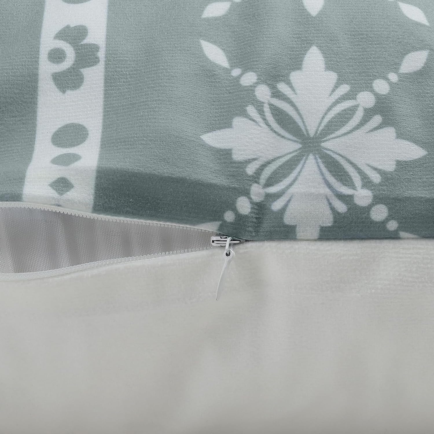 Boho Damask Throw Pillow Covers, Abstract Grey White Floral Modern Geometric Velvet Decorative Pillowcases for Sofa Bed Home Patio Set of 4, 18 x 18 Inches - Image 5