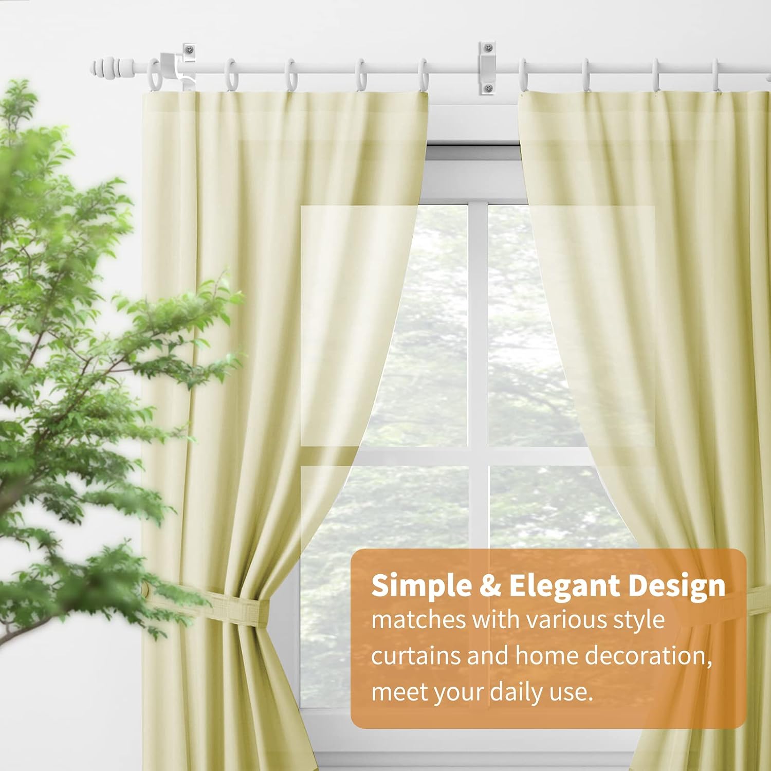 TOKPLNU Curtain Rod Holders, Heavy Duty Curtain Rods Bracket 6 Pack White Rod Hooks Hangers Fit for 1” Drapery Pole Brackets for Wall