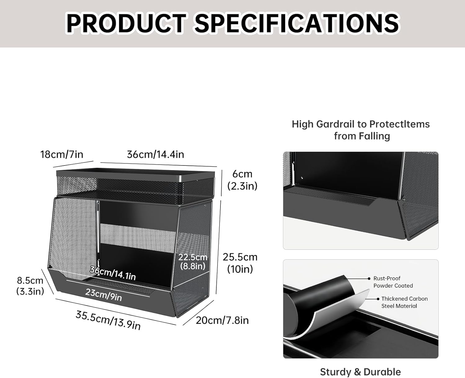 Magnetic Shelf for Fridge 2-Tier Baskets - Fruit Potato Onion and Vegetable Storage Bins, Magnetic Spice Rack For Refrigerator, Heavy Duty Fridge Organizer For Refrigerator, Kitchen Counter, Cabinet