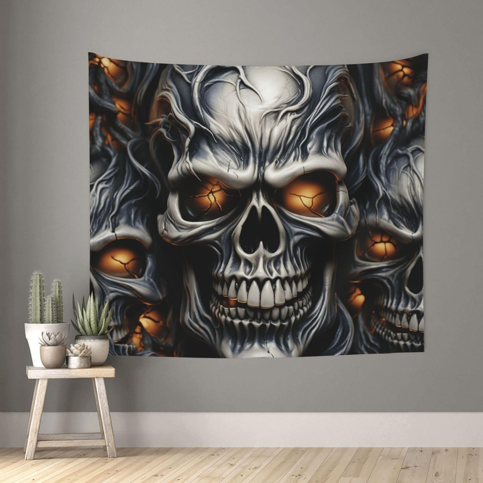 FodPand Cool Evil Skull Tapestry for Bedroom Aesthetic, Wall Hanging Tapestries Art Decor Backdrop Wall Tapestry for Dorm Living Room Funny Poster Party Banner Background 51" X 60"