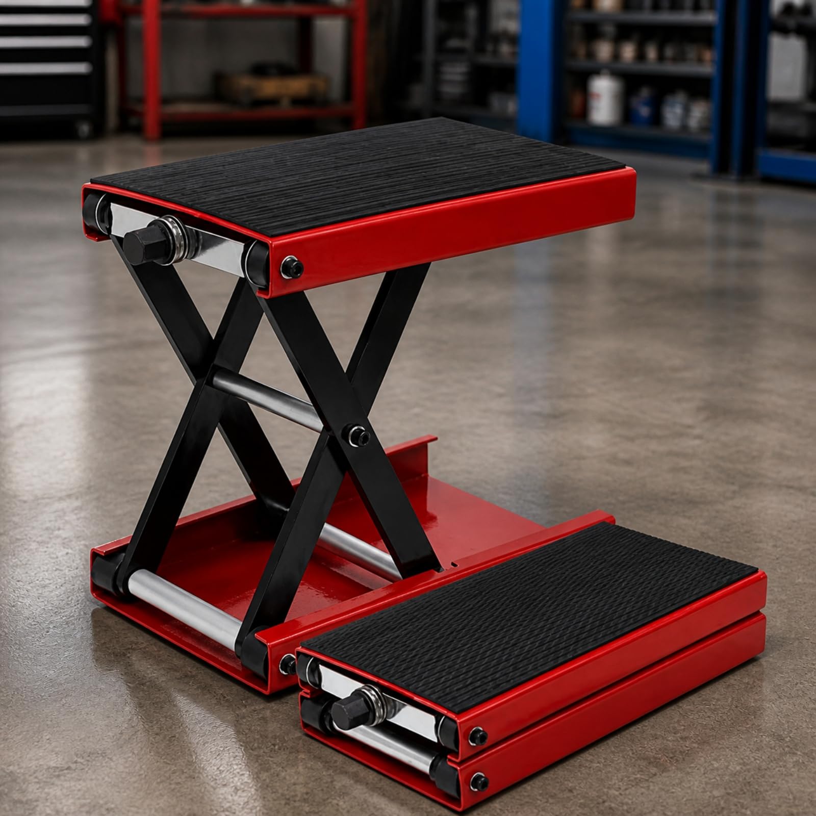 Elevador Motocicletas Universal | Ajustable, Soporte Elevación para Motocicleta, Base Elevadora para Motocicleta, Taller, Garaje, Mecánicos