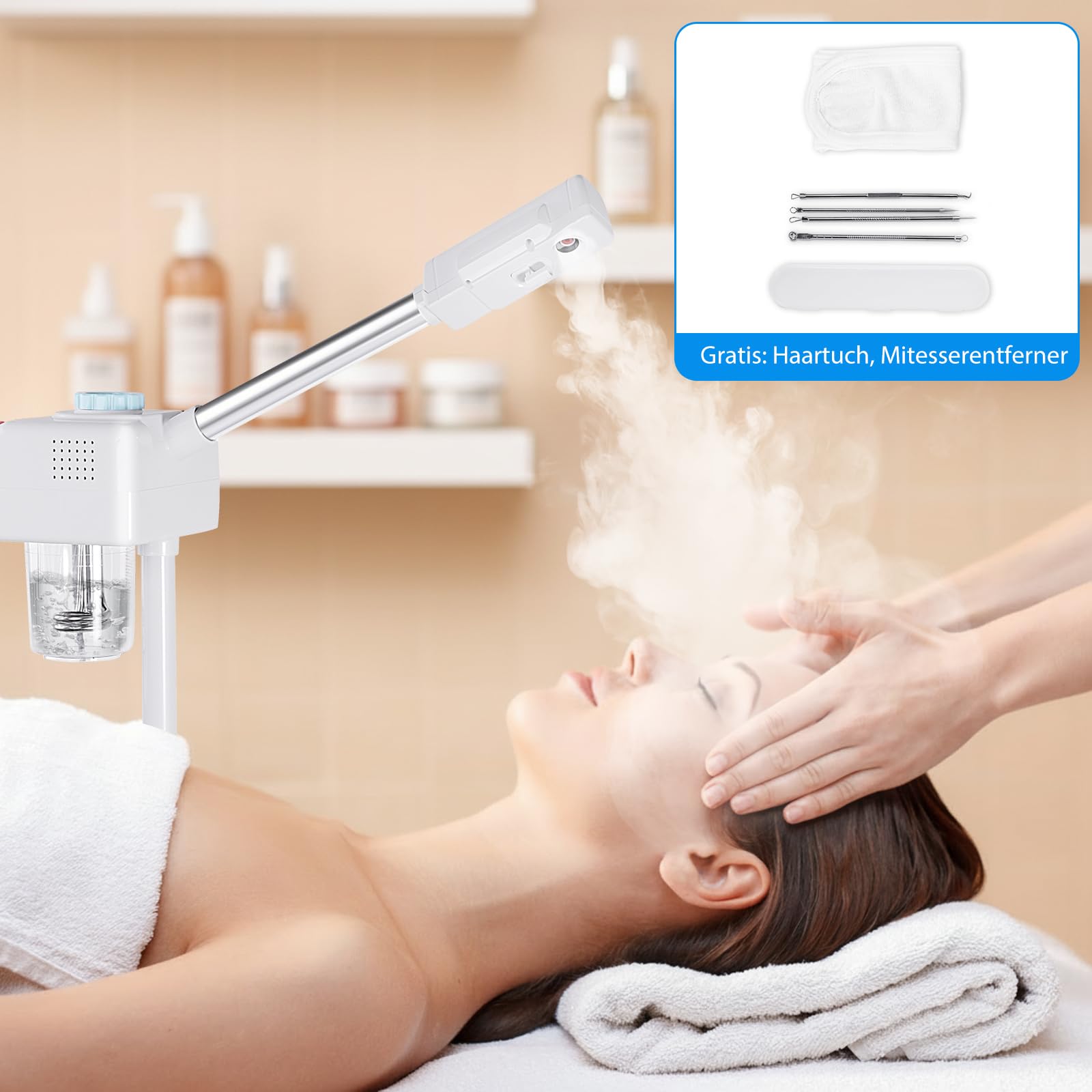 Gesichtsdampfer Professionelle Gesichtssauna mit Warmnebel zur Porenreinigung, UV-Wasseraufbereitung, Gesichtsdampfbäder für Spa, Salon und zu Hause