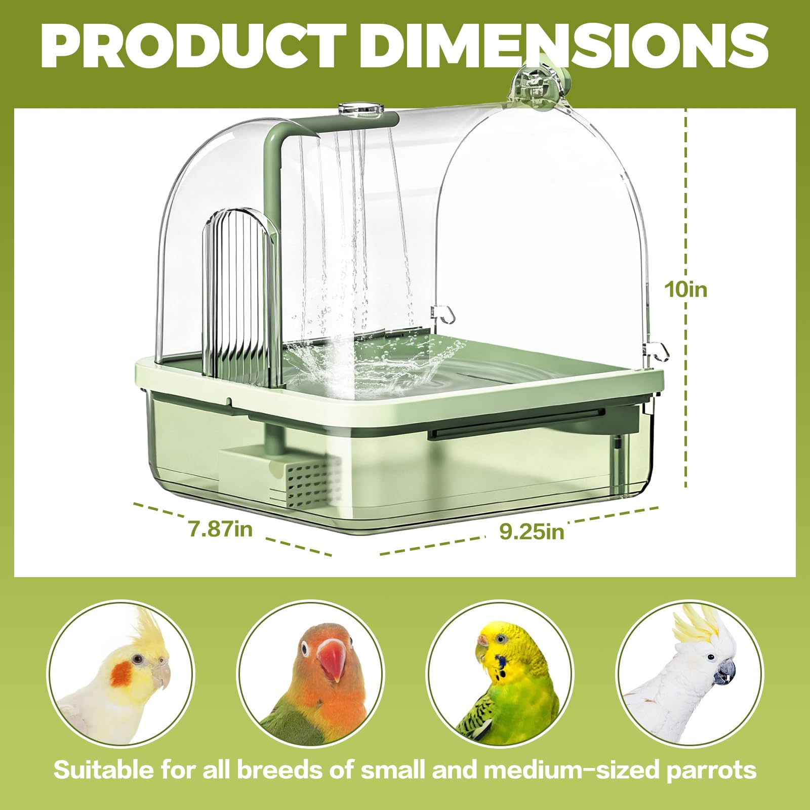 Automatische Vogeltränke für Käfig, automatisches Sittichbad mit Pumpe, Filter, Vogeldusche für den Innenbereich, mit fließendem Wasser, für Haustiere, Vögel, Wellensittiche, Nymphensittiche