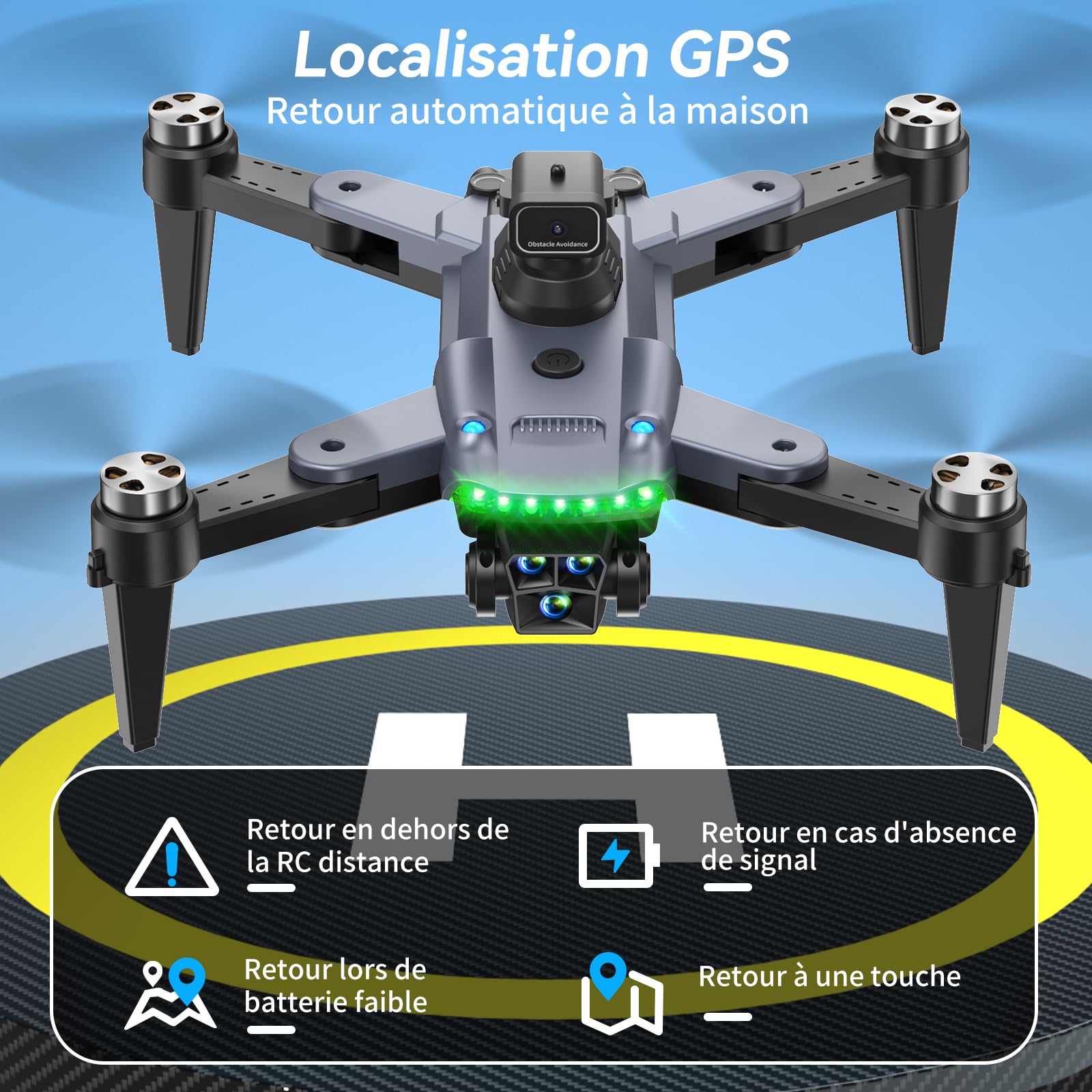 S166 Drone avec Caméra 4K, GPS Drone pour Adultes, Moteur sans Balais & Vol Stable, Retour Auto, Suivez-moi, Léger <249g, 3 Batteries(Moyen)