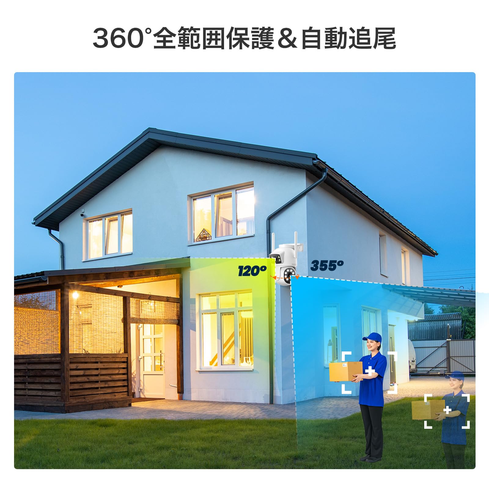 Amazon.co.jp: CAMCAMP 防犯カメラ 屋外 ワイヤレス 二重レンズ 双眼 
