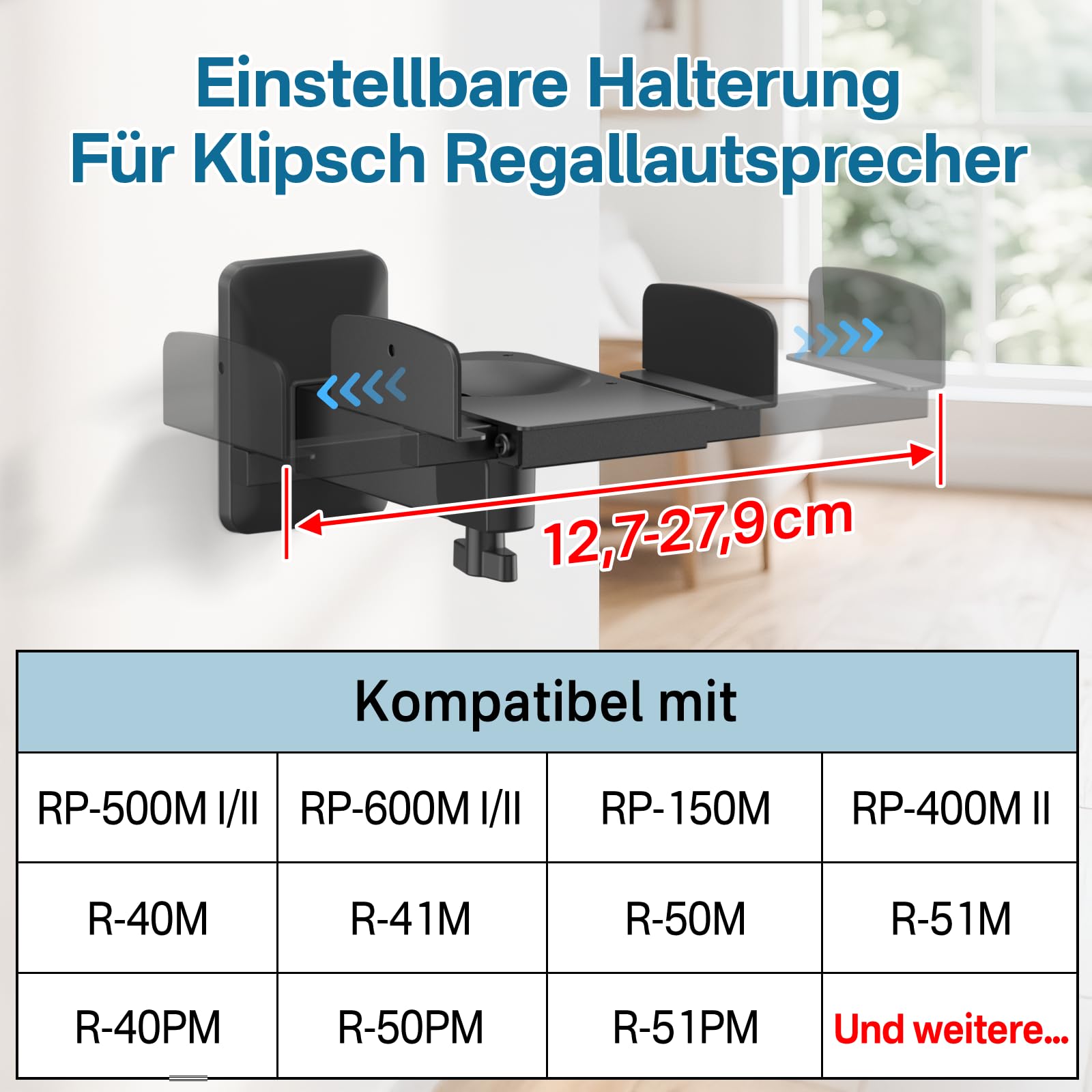 Coppia di supporti da parete regolabili per altoparlanti Klipsch R‑40PM R50M RP‑500M II RP‑600M II RP‑600M II