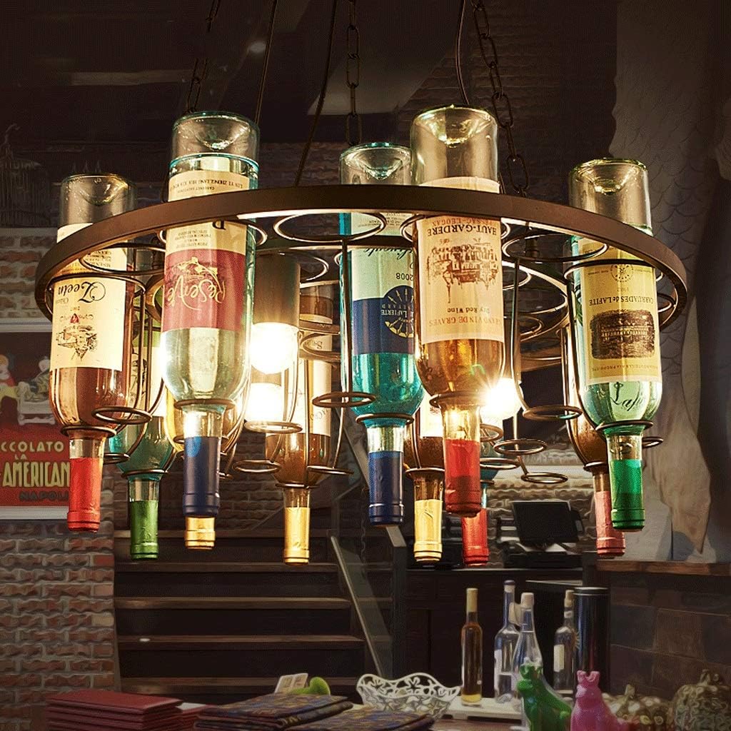 Wine Bottle Chandelier- Personality Round Creative Retro Bar Leisure Bar Counter V