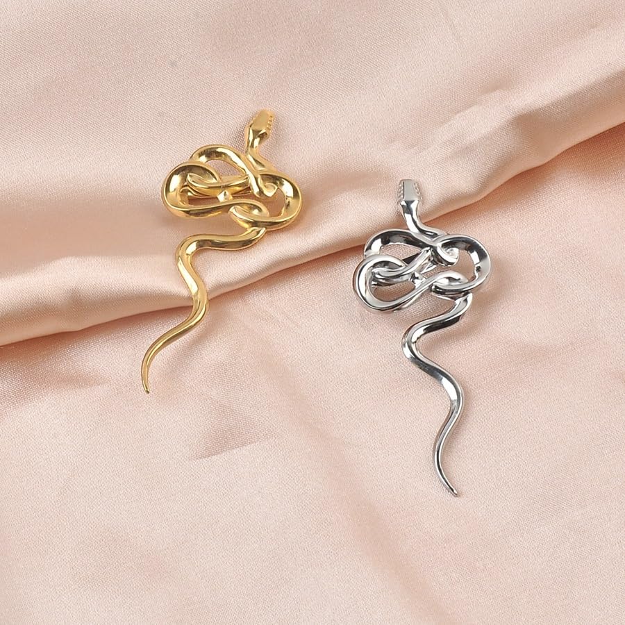 Image of Dainty Long Snake Brooch Pin Gothic Simple Sanke Pin Stainless Steel Smooth Snake Collar Pin Coat Suit Accessory Metal Animal Lapel Pin Banquet Badge Pins Backpack Bag Brooches Pin for Women Men